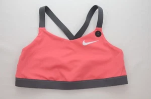 Nike Dri-FIT Sports Bra Pink Grey Youth Size Large New with Tags AT3239 823 - Picture 1 of 2
