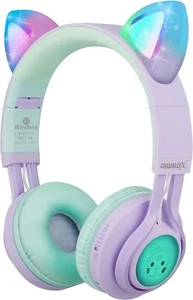 Kids Wireless Headphones,Volume Limiting, LED Light Up Over Ear with Micropone - Picture 1 of 8