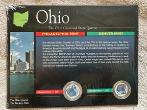 OHIO 2002 Philadelphia Denver Mint Set Colorized State Quarter COA New - Picture 1 of 2