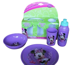 Minnie Mouse Dinner Set 4 Pezzi Piatto, Ciotola, Tazza e Borraccia - Foto 1 di 2