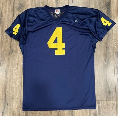 Camiseta de fútbol americano cosida 2XL de Michigan Wolverines Jim Harbaugh #4 azul Rawlings Foto 1 de 4