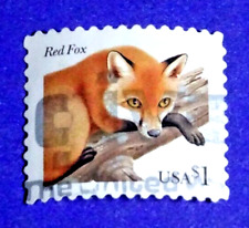 US 3036 RED FOX ($1) DOLLAR STAMP 1998 DATE PANE "WORDS" CANCEL "SINGLE" USED #4