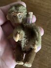 Antique Schuco German Miniature Perfume  Monkey 3.5” Dk Brown Mohair C.1950