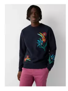 Scotch & Soda Men's Night Blue Floral Embroidery Sweatshirt £165 - Picture 1 of 8