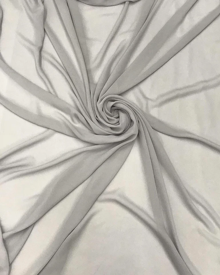 Silver Sheer High Chiffon polyester Fabric 58" wide - Image 1 of 1