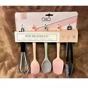 Set of (5) Coordinating Color Silicone Mini Kitchen Utensils - Picture 1 of 1