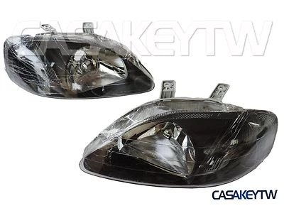 For-1999 ~ 2000- Honda Civic Type R Style EK9 EK4 EM1 JDM black Headlight CTR Si - Image 1 of 4