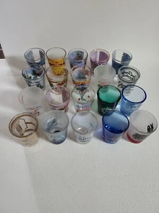 Lot of 20 Souvenir Shot Glasses Cities States Tourist Attractions Standard Size - Picture 1 of 11