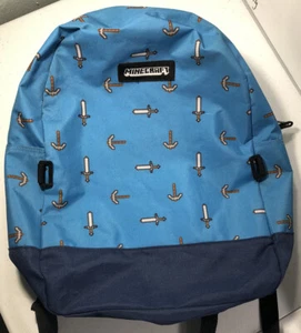 Minecraft Backpack Blue Pickax & Sword Backpack in good condition Vintage - Picture 1 of 4