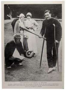 Soldados canadienses heridos jugando béisbol en Inglaterra durante la Primera Guerra Mundial impresión 7,5x10" - Imagen 1 de 1