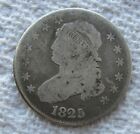 1825 25C Capped Bust Quarter Large Diameter Rare Key Date Cleaned Scratched