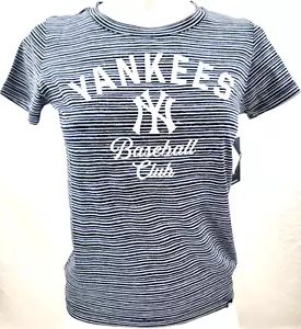 New York Yankees NY Genuine MLB New Era Striped Navy SS Crew Neck Shirt Women S - Picture 1 of 9