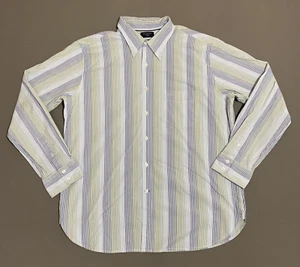 VINTAGE Dockers Shirt Mens XL Extra Large White Blue Green Loose Academia Y2K - Picture 1 of 7