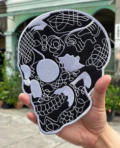 Skull Head Horror Biker Day of the Death Embroidered Iron-on Sew-on Patch - Picture 1 of 8