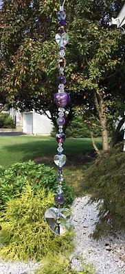 Atrapasol/prisma de piedra amatista púrpura hecho a mano con elementos de Swarovski EE. UU. Foto 1 de 3
