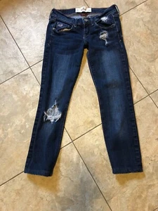 Jeans skinny donna Hollister crop invecchiato elasticizzato tasche bottoni 0/W24 - Foto 1 di 4