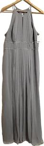 Jenny Packham Wedding Dress Women's 16 Gray Platinum Bead Trim Halter Shirred - Picture 1 of 10