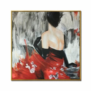 New Framed Hand Painted Modern Abstract Oil Painting Canvas Women Red Wall Art - Picture 1 of 1
