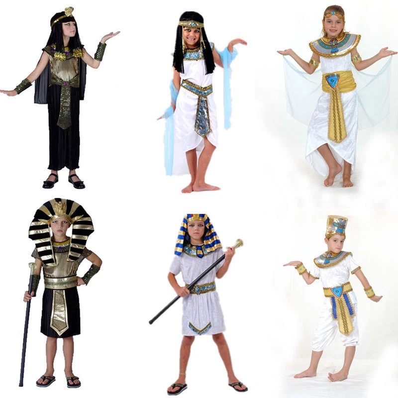 Dtiaagto Cleopatra Disfraz infantil para niña con decoración para la cabeza, capa y cuello, disfraz de carnaval en 3 tamaños para fiestas temáticas, cosplay