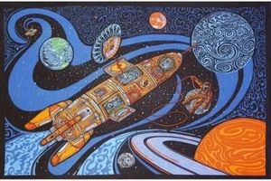 Nuevo Gran Explosión Cohete Tapiz Galaxia Vía Láctea Planeta Estrellas Arte de Pared 90x60 - Imagen 1 de 2