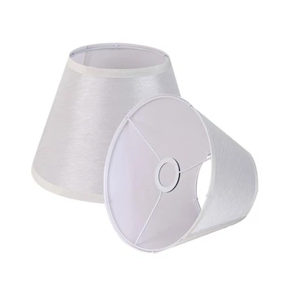 Juego de 2 pantallas de lámpara Empire de lino blanco de 10"x7,5" con clip para lámparas de mesa E26 Foto 1 de 4