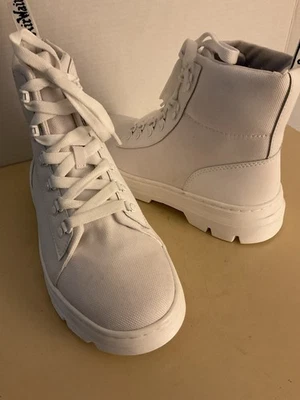 Dr Martens women white canvas combat Combs boots Size 10 Euro 42 Wide Width - Image 1 of 4