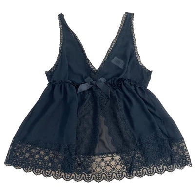 Camiseta In Bloom by Jonquil boneca bebê preta renda transparente com laço tamanho médio - Imagem 1 de 4