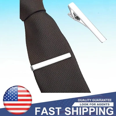 2.2" Inches Tie Clip Silver Stainless Steel Bar Necktie  Silver Mens Clasp Clamp - Image 1 of 4