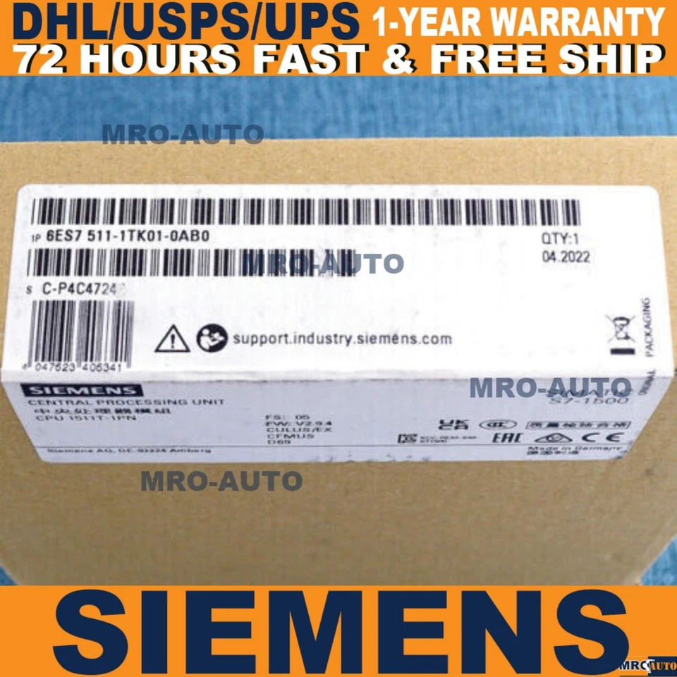 New Siemens 6ES7511-1TK01-0AB0 6ES75111TK010AB0 S7-1500T, CPU 1511T-1 PN - Image 1 of 2