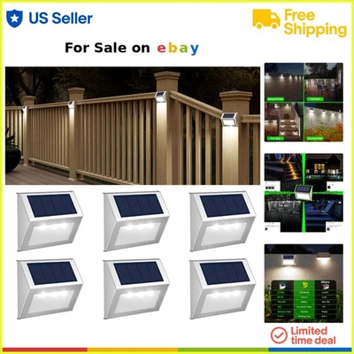 Outdoor Solar Fence & Deck Lights Waterproof 6 Pack Modern LED Pathway - Image 1 of 4
