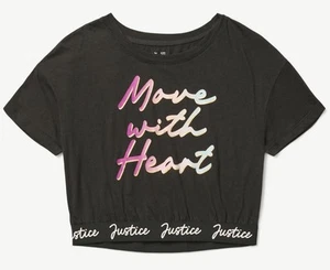 NWT-Girls Short Sleeve Crop Top Graphic Tee By Justice-Size L (12-14) - Picture 1 of 2