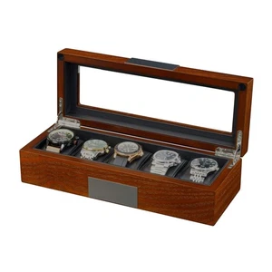 5 Slots Mahogany Wooden Watch Box - Picture 1 of 10