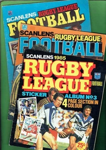 #T118. 1983, 1984 & 1985 SCANLENS RUGBY LEAGUE STICKERS IN ALBUMS - Picture 1 of 13