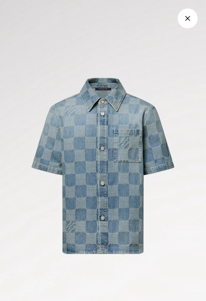 Camisa manga curta jeans leve Louis Vuitton Damier 3D - Imagem 1 de 2