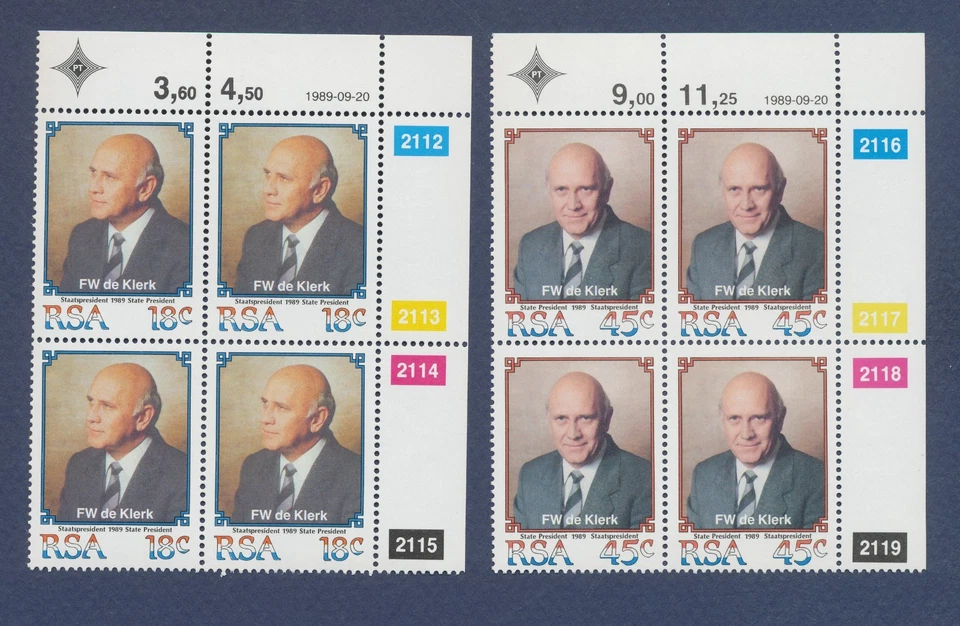 ЮЖНАЯ АФРИКА - Scott 778-779 - MNH - президент deKlerk - 1989 - Изображение 1 из 1