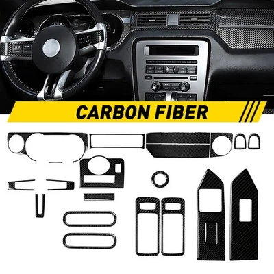 21Pcs Carbon Fiber Full Dash Console Kit Cover Trim For Ford Mustang 2009-2013 - Imagem 1 de 4