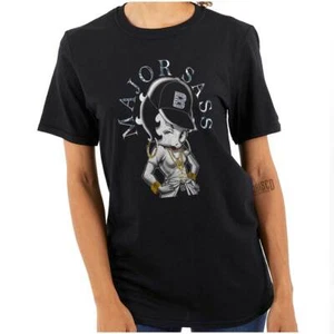 Retro Betty Boop Bling Cartoon Major Sass Womens Graphic Crewneck T Shirt Tee - Picture 1 of 7