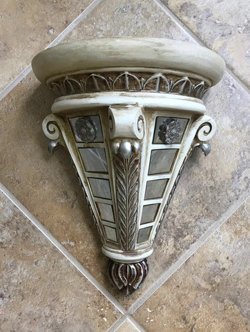 Wall Shelf Sconce Ornate Mirrored Design Resin Distressed Finish 9.25x11.5x5.75" Cover