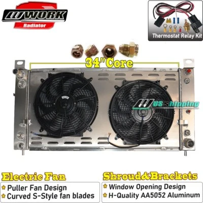 Radiator+Shroud Fan Fits Chevy Silverado 1500 2500 3500 Suburban Tahoe-34"W Core — 第 1/4 张图片