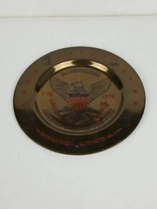 Vintage American Bicentennial Brass Decorative Plate Wall Decor Eagle - Picture 1 of 11