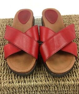 Nurture Women’s Sandals Leather Uppers Adjustable Strap Red/Brn/Blk Size 7.5