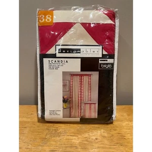Designables Scandia Red Retro 80s Triangle Curtain Panels Pair 94x63 Tab Top - Picture 1 of 5