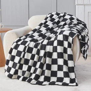 Throw Blanket for Couch Black White Checkered Blanket Warm Thick for Winter F... - Picture 1 of 9