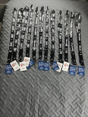 USC TROJANS LANYARD Wincraft KEY CHAIN 1” New Large Lot Of 12 Black & White - Image 1 of 4