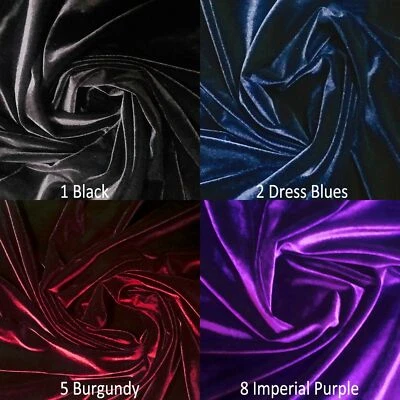 SUPREME VELVET SOFT FABRIC DRESS DANCE CLOTHING 4-WAY STRETCH SPANDEX VELOUR 60" - Image 1 of 4