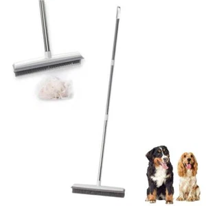 Escoba de goma rastrillo para alfombras con escobilla de goma mango largo para depiladora de piel de mascotas B D5G5 - Imagen 1 de 11
