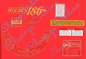 Holden HK-HT-HG 186 Engine Bay decal set. - Picture 1 of 1