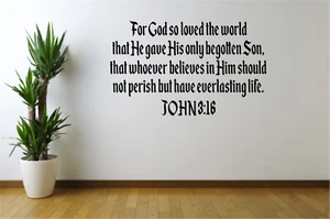 John 3:16 Bible Verse Quote Vinyl Home Decor Art Decal 36"x22" Colors - Picture 1 of 3