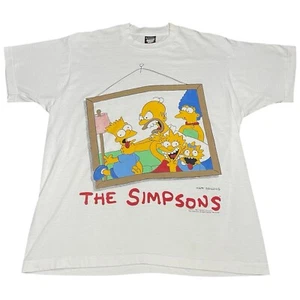 T-shirt bianca vintage ritratto di famiglia I Simpson taglia XL schermo stelle OG - Foto 1 di 4