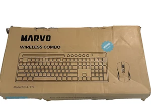 Combiné clavier et souris sans fil, MARVO 2.4G ergonomique avec support téléphone/tablette - Photo 1/11